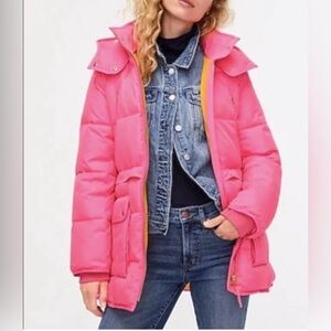 🆕 J. Crew Bright Pink Signature Puffer Coat